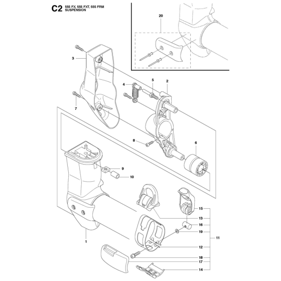 Suspension Assembly For Husqvarna 555FX Brushcutters