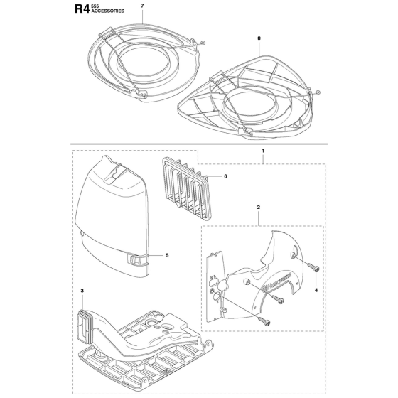 Accessories-3 Assembly For Husqvarna 555FXt Brushcutters