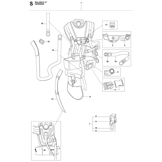Harness Assembly For Husqvarna 555rxt Brushcutters