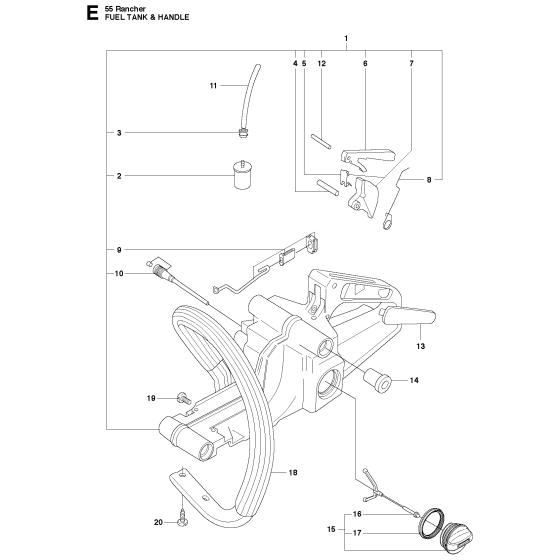 Fuel Tank & Handle Assembly For Husqvarna 55 Rancher Chainsaw 