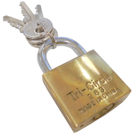 32mm / 1¼" Tri-Circle Padlock with Chrome Shackle, Brass Finish