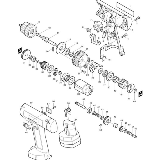 Makita 6211D Drill Driver Assembly