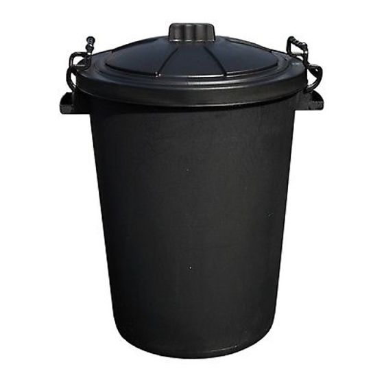 Trash Can 110L Heavy Duty Black with Secure Lid and Handles | L&S