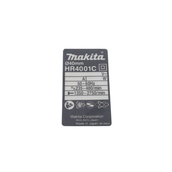 Name Plate for Makita HR4001C Rotary Hammer Drill - OEM No. 861489-5