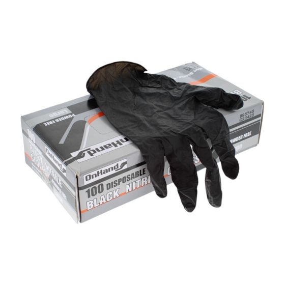 Disposable Nitrile Black Gloves Powder & Latex Free Size 10 XL 100 Pack