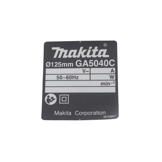 Name Plate Makita GA5040C Angle Grinders - OEM No. 897088-7