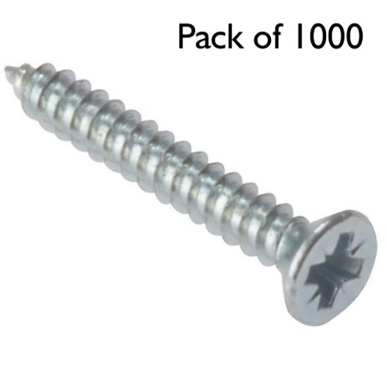 Self Tapping Screws, Pozidriv (Countersunk Head) Size: No.8x5/8" - Pack of 1000
