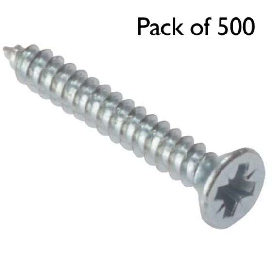 Self Tapping Screws, Pozidriv (Countersunk Head) Size: No.8x1.3/4" - Pack of 500