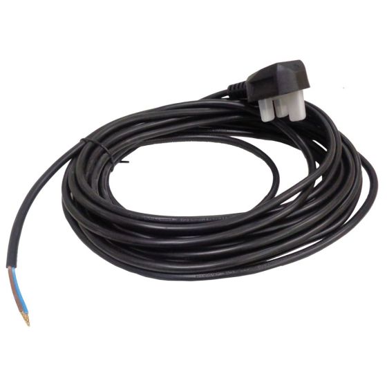 Mains Power Cable 8m 2 Core 0.75mm with UK 13Amp Plug for Vacuum Cleaners