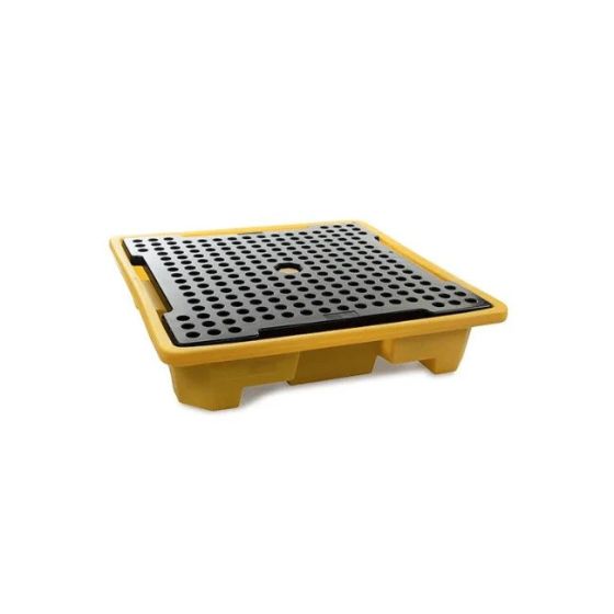 Spill Pallet for 4 x 205L Drum - 146 x 146 x 30cm Capacity 249ltr in Yellow