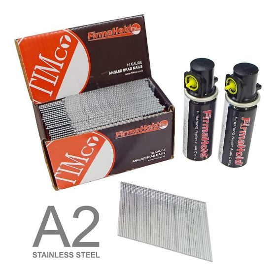 Firmahold Angled Nail & Gas Pack, A2 Stainless, 16 Gauge x 38mm Suits Paslode IM65a