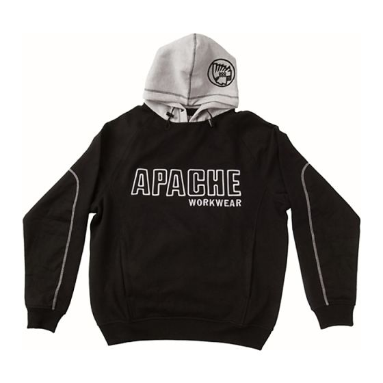 Hooded Sweatshirt Black / Grey - XL (48in) by Apache - APHOODSWEATBLK
