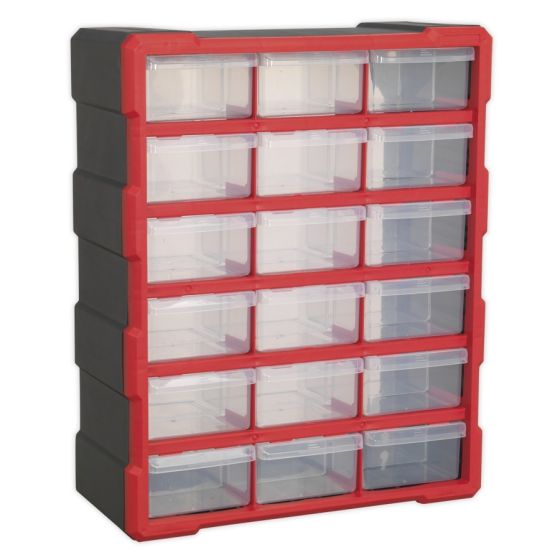 Cabinet Box 18 Drawer - Red/Black Sealey Part No. APDC18R