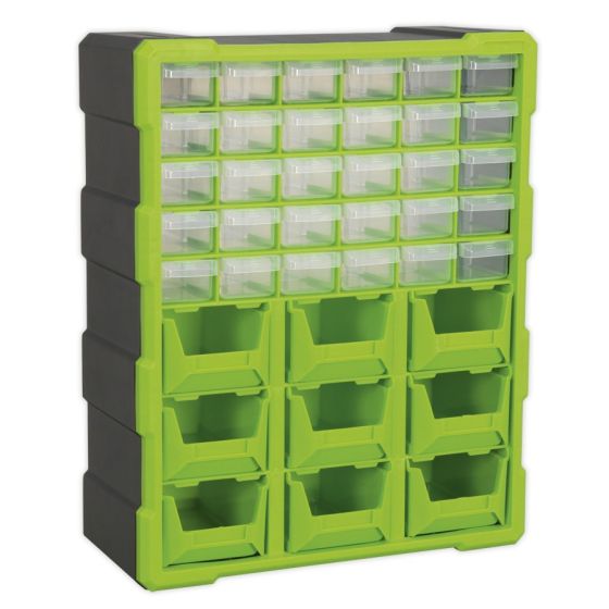 Cabinet Box 39 Drawer - Hi-Vis Green/Black Sealey Part No. APDC39HV