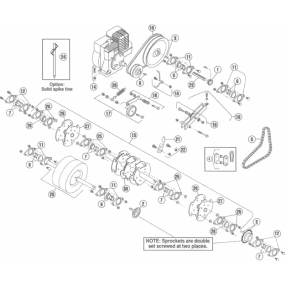 Power Train & Tine Motor Assembly