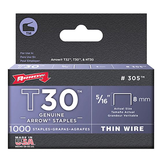 T30 Staples 305IP 8mm (5/16in) Box 5000 by Arrow - A305IP