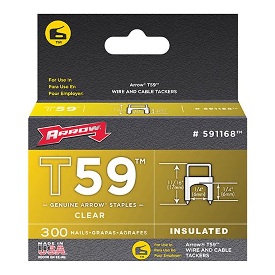 T59 Insulated Staples Clear 6 x 6mm Box 300 by Arrow - A591168
