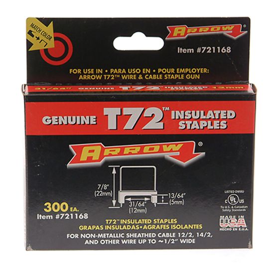 T72HW Insulated Staples 5mm x 12mm Box 300 by Arrow - A721168HW