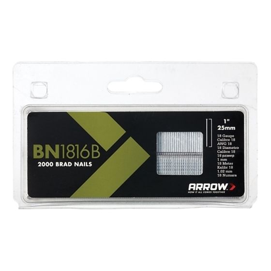 BN1816B Brad Nails 25mm Brown Head Pack 2000 by Arrow - ABN1816B