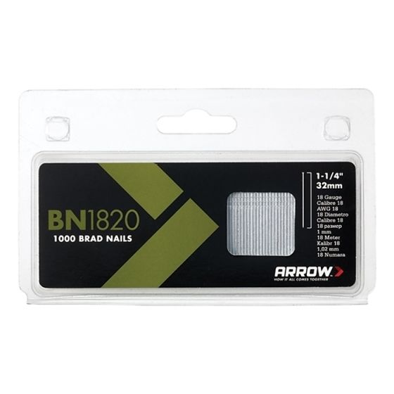 BN1820 Brad Nails 32mm 18g Pack 1000 by Arrow - ABN1820