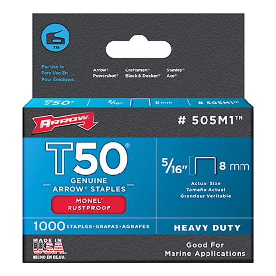 T50M 508m Monel Staples 12mm (1/2in) Box 1000 by Arrow - A508M1