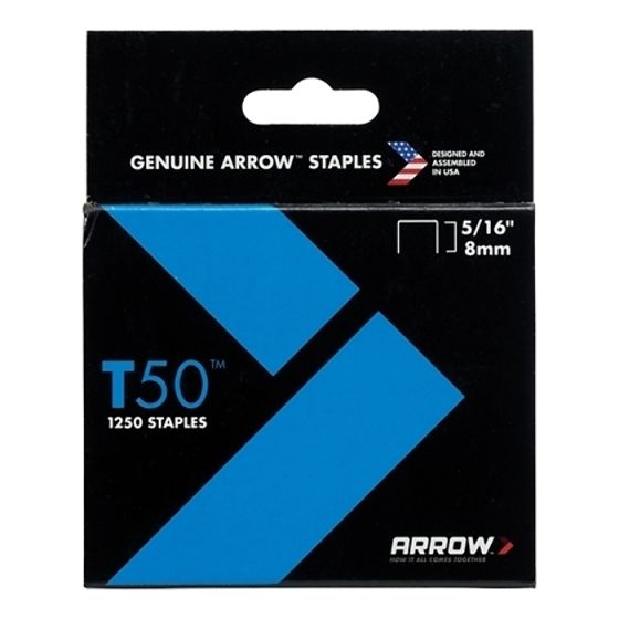 T50 Staples 8mm (5/16in) Box 1250 by Arrow - A50524