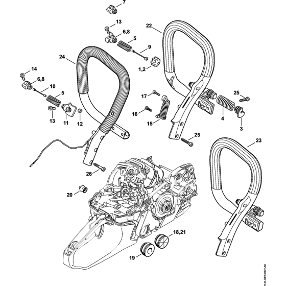 AV system & Handlebar Assembly for Stihl MS261 MS261C Chainsaws