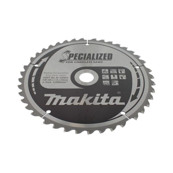 Makita 190mm x 20mm x 40T Specialised Circular Saw TCT Blade - OEM No. B-20694