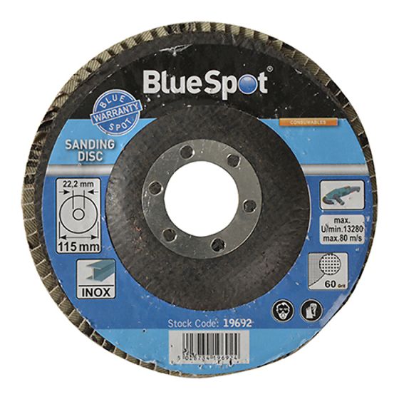Sanding Flap Disc 115mm 60 Grit by BlueSpot - 19692