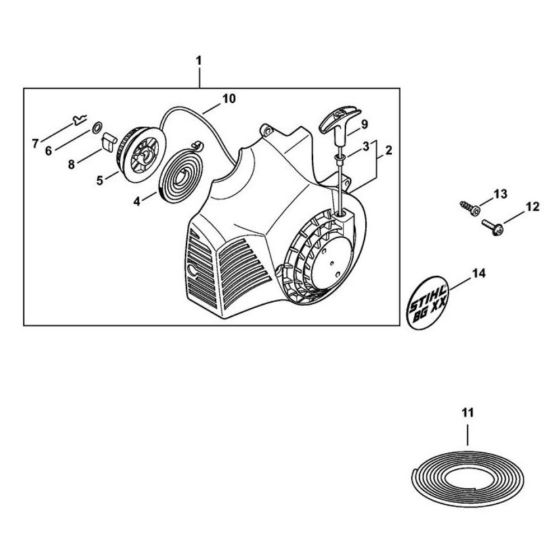 Rewind Starter for Stihl BG 55