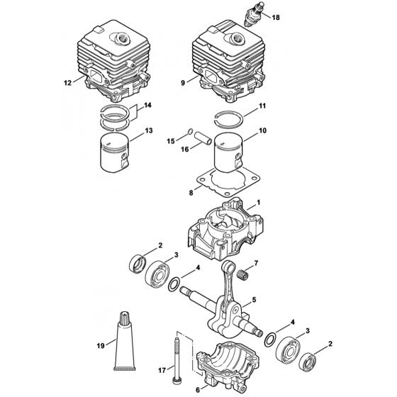 Crankcase & Cylinder for Stihl BG56