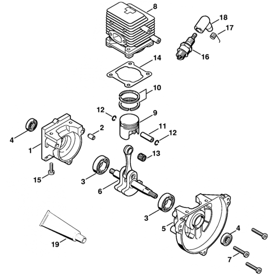 Crankcase & Cylinder for Stihl BG75