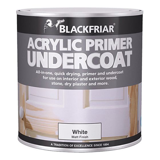 Quick Drying Acrylic Primer Undercoat Grey 1 Litre by Blackfriar - BF0380002D1
