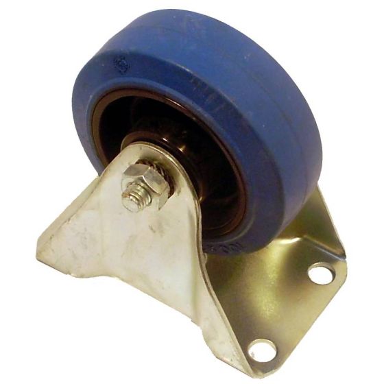 Rubber Fixed Castor Wheel 3" Blue for Moving Equipment