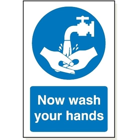 'Wash Hands' Sign 360mm x 240mm x 3mm Foamex
