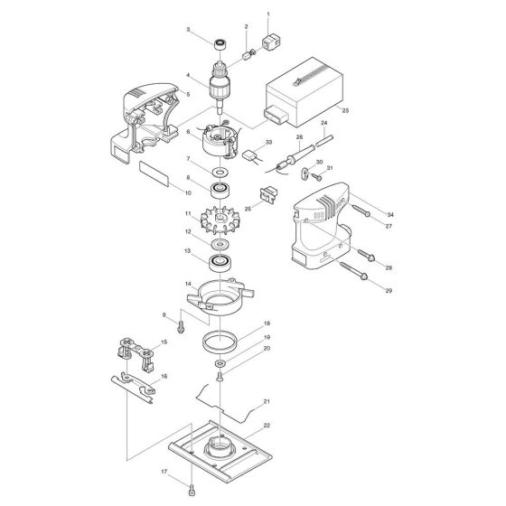 Makita BO4553 Sander Assembly