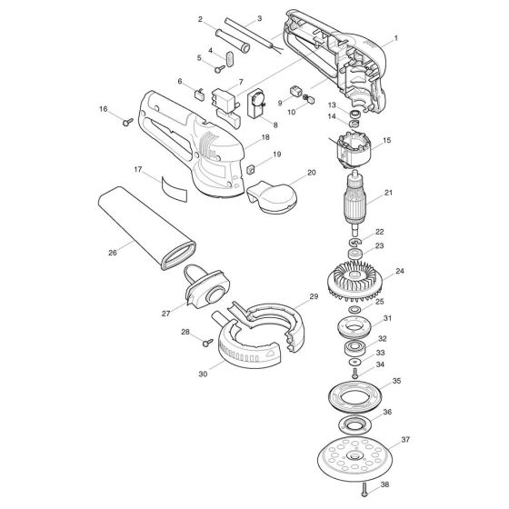 Makita BO5021 Sander Assembly