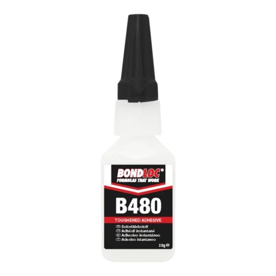 B480 Black Rubber Toughened Cyanoacrylate 20g by Bondloc - B480-20