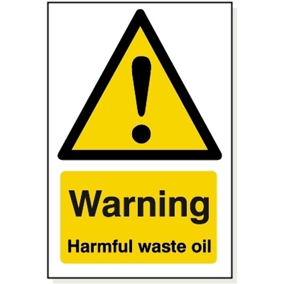 Warning Harmful Waste Oil Sign