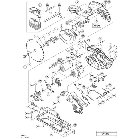 Main Assembly for Hikoki C18DL