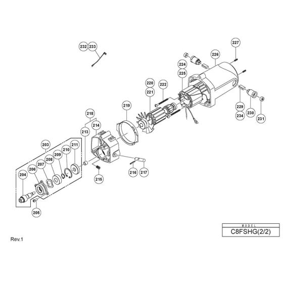 Motor Assembly for Hikoki C8FSHG