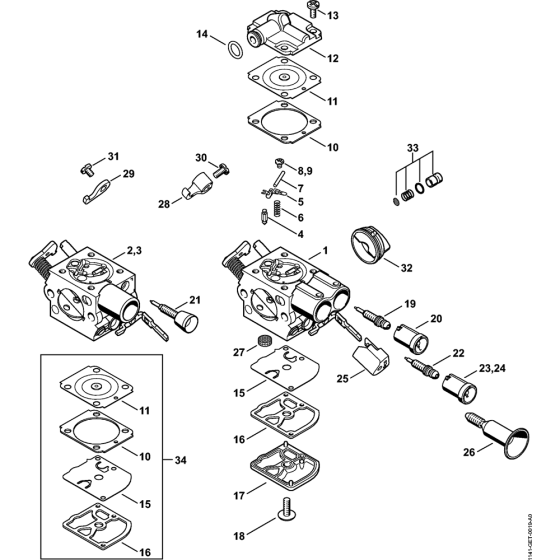 Carburetor C1Q-S211 & C1Q-S179 Assembly for Stihl MS261 MS261C Chainsaws