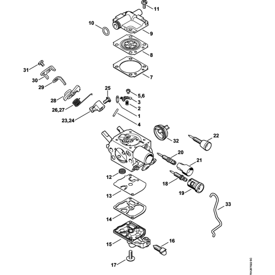 Carburetor C1Q-S250 & C1Q-S248 & C1Q-S214 & C1Q-S188 Assembly for Stihl MS201T MS201TC Chainsaws