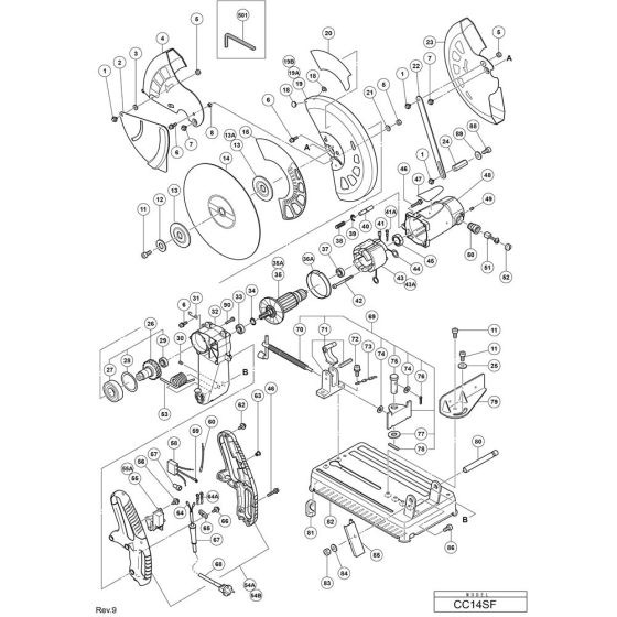 Main Assembly for Hikoki CC14SF