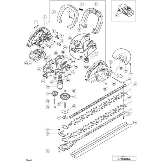 Main Assembly for Hikoki CH18DSL