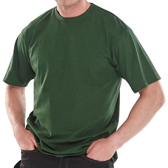 Tee Shirt H/Weight 180gsm Cotton Twin Stitching Hem & Neck Bottle Green XL