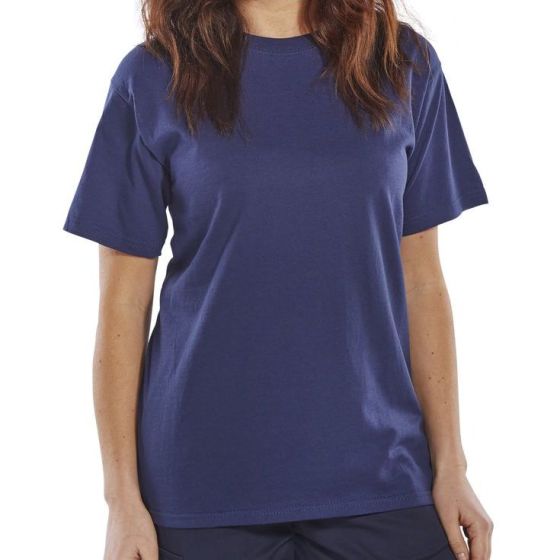 Tee Shirt H/Weight 180gsm Cotton Twin Stitching Hem Neck Waist Navy Blue L