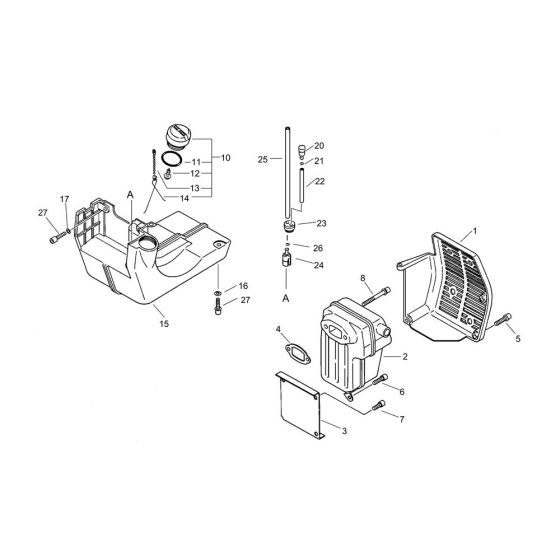 Fuel Tank & Muffler for ECHO