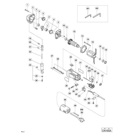 Hikoki CN16SA Nibbler Assembly