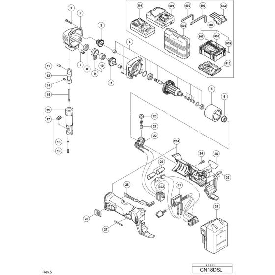 Main Assembly for Hikoki CN18DSL
